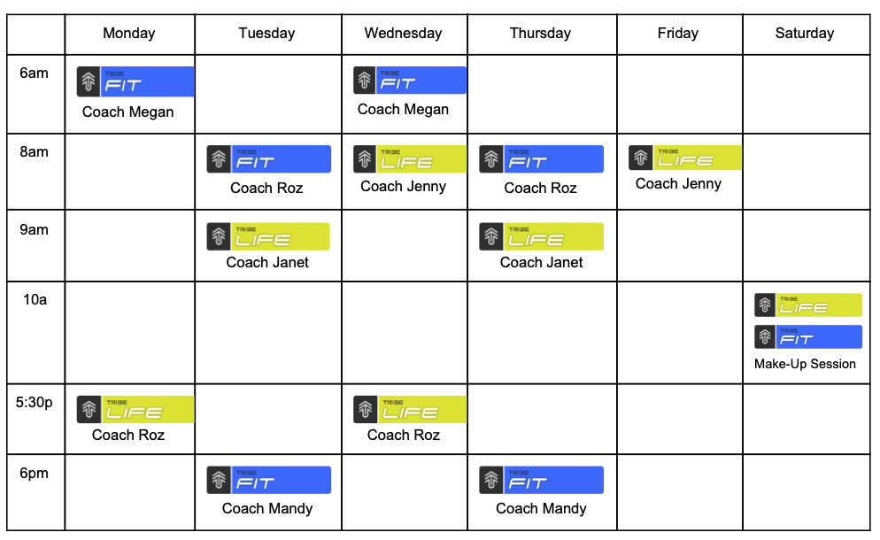 Tribe Schedule Season 1