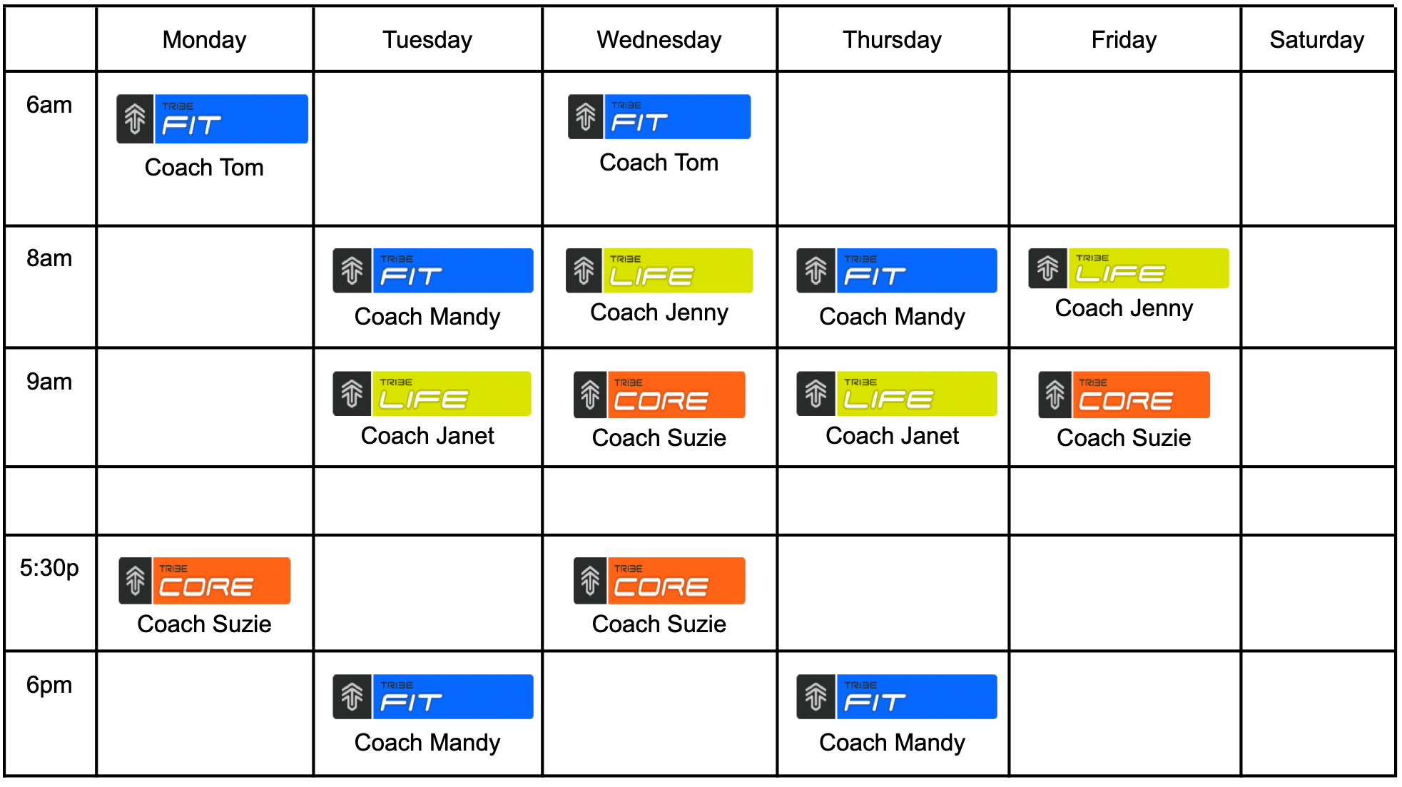 Tribe Schedule Season 4 (2)