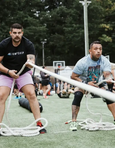 5BCC1535-3D77-46EE-AD36-0B2244490022.JPG Men pulling on ropes duirng CrossFit DHF training.