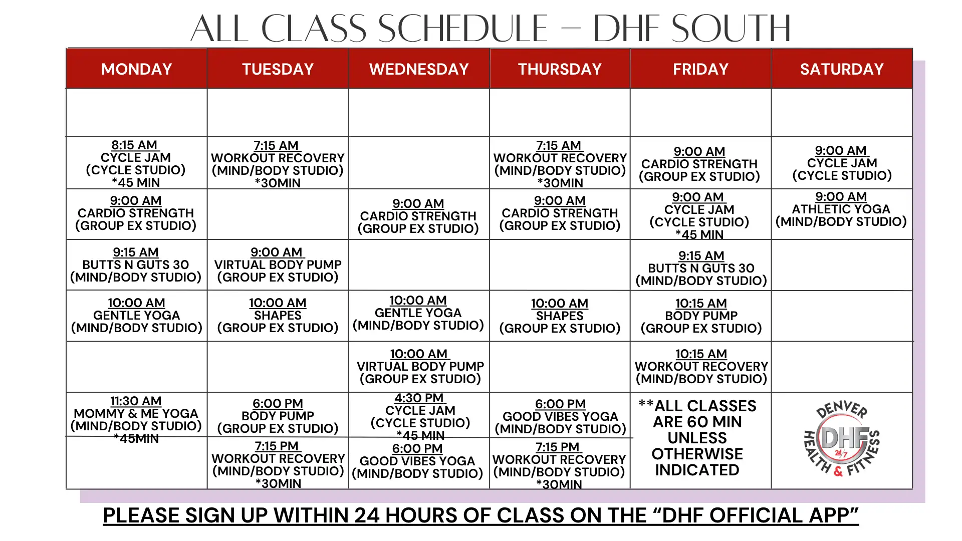 DHF-S_class-schedule_6-25 Class schedule for DHF South.