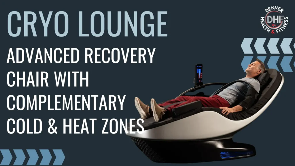 Slide that says: Cryo Lounge is an advanced recovery chair with complementary cold and heat zones.