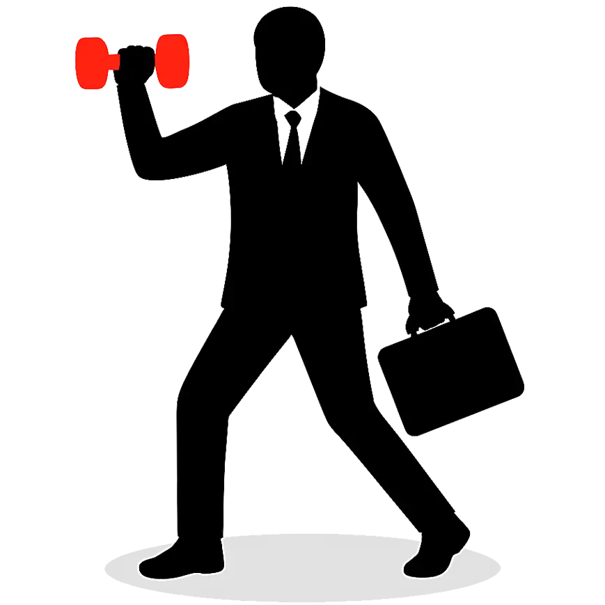 Businessman walking with weights icon
