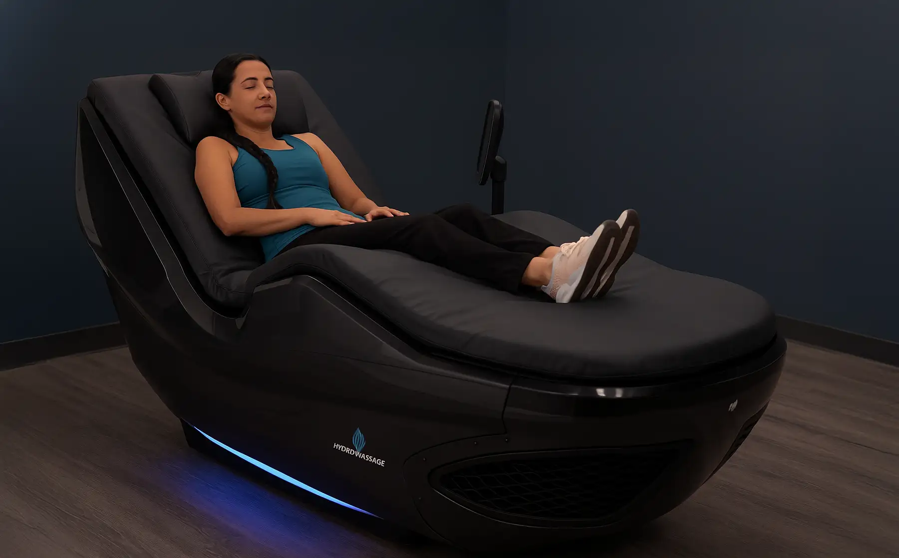 Woman relaxing in a HydroMassage Chair.