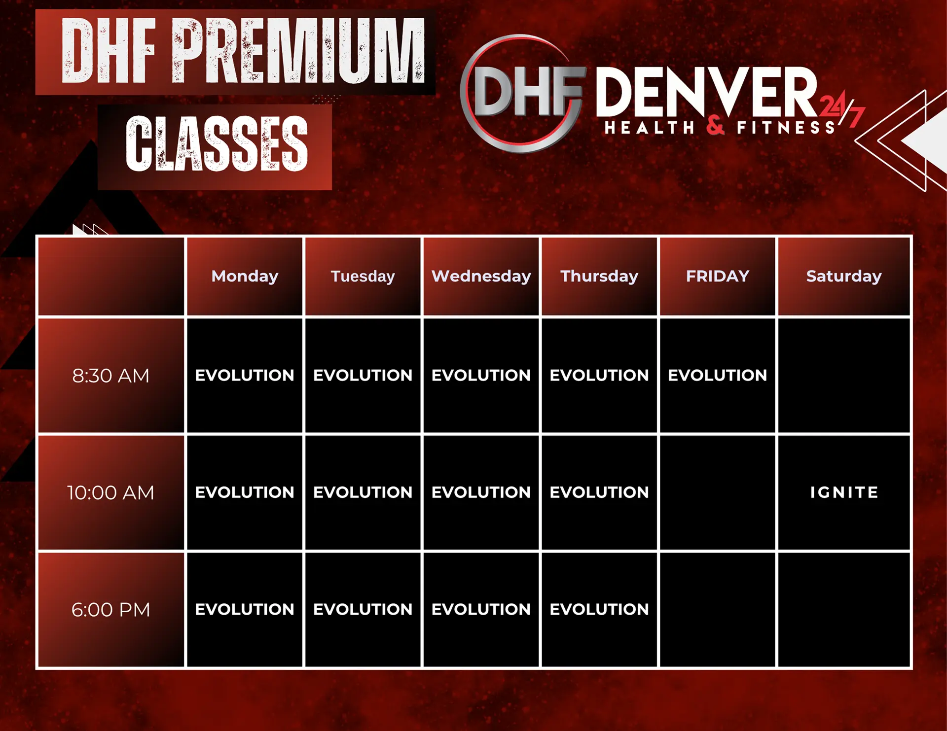 DHF Calendar of Premium Classes